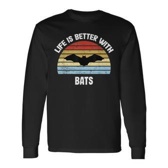 Bat Life Is Better With Bats Men Women Long Sleeve T-Shirt T-shirt Graphic Print - Thegiftio UK