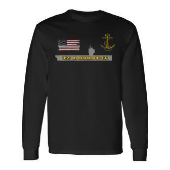 Battleship Uss Alabama Bb-60 Warship Veteran Grandpa Father Long Sleeve T-Shirt - Seseable