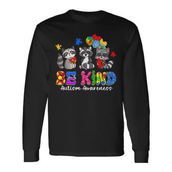 Be Kind Raccoon Puzzle Pieces Funny Autism Awareness Gifts  Unisex Long Sleeve