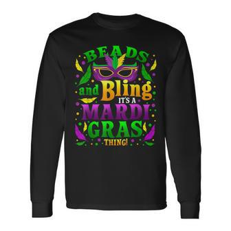 Beads And Bling Its A Mardi Gras Thing Cute Carnival Long Sleeve T-Shirt - Seseable