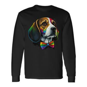 Beagle Gay Pride Dog Lgbt Rainbow Flag On Beagle Lgbtq Long Sleeve T-Shirt | Mazezy