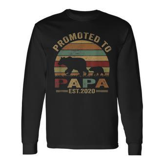 Bear Promoted To Papa Est 2021 Vintage Fathers Day Long Sleeve T-Shirt - Seseable
