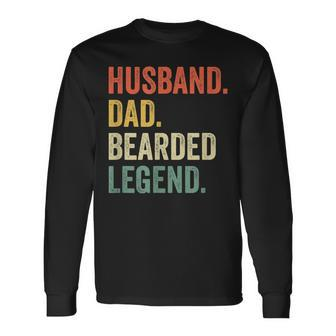 Bearded Husband Dad Beard Legend Vintage Long Sleeve T-Shirt - Seseable