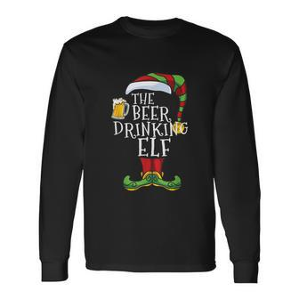 The Beer Drinking Elf Matching Christmas Pajama Long Sleeve T-Shirt - Monsterry DE