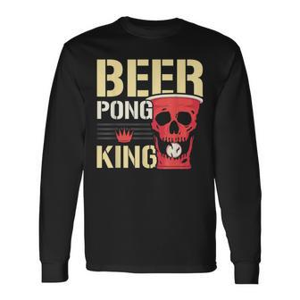 Beer Pong King Alkohol Trinkspiel Beer Pong Langarmshirts - Seseable