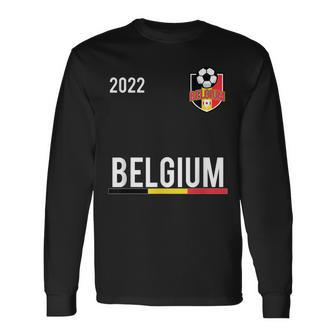 Belgium Flag Soccer Jersey Ball Belgian Football Men Women Long Sleeve T-shirt Graphic Print Unisex - Seseable