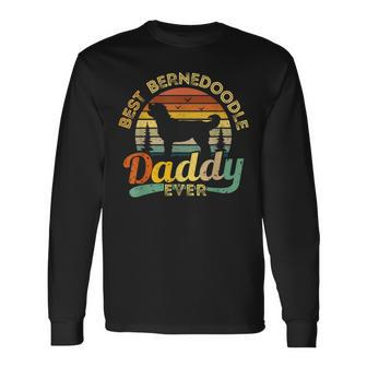 Bernedoodle Dad Best Daddy Dog Retro Vintage Long Sleeve T-Shirt - Seseable