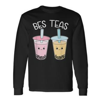 Bes Teas Besties Bubble Tea Cute Boba Best Friends Long Sleeve T-Shirt T-Shirt | Mazezy