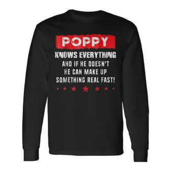 Best Awesome Poppy Cool Fathers Day Long Sleeve T-Shirt - Seseable
