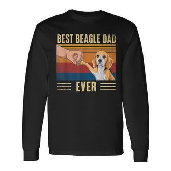 Best Beagle Dad Ever Vintage Fist Bump Dog Lover Long Sleeve T-Shirt - Seseable