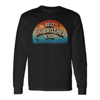 Best Big Brother Ever Men Retro Vintage Sunset Decor Brother Long Sleeve T-Shirt - Seseable