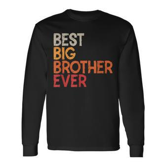 Best Big Brother Ever Sibling Vintage Distressed Big Brother Long Sleeve T-Shirt - Seseable