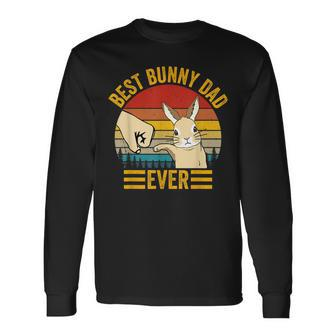 Best Bunny Dad Ever Vintage Rabbit Lover Father Pet Rabbit Long Sleeve T-Shirt - Seseable