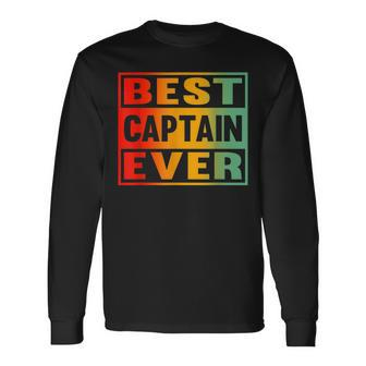 Best Captain Ever For Boaters And Pontoon Captain Dad Long Sleeve T-Shirt T-Shirt | Mazezy