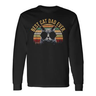 Best Cat Dad Ever Cool Cats Lovers Daddy Fathers Day Long Sleeve T-Shirt - Seseable