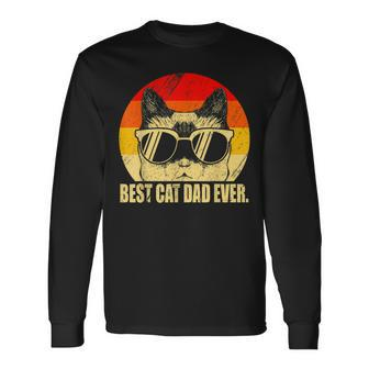 Best Cat Dad Ever Vintage For Cat Owners & Lovers Long Sleeve T-Shirt T-Shirt | Mazezy