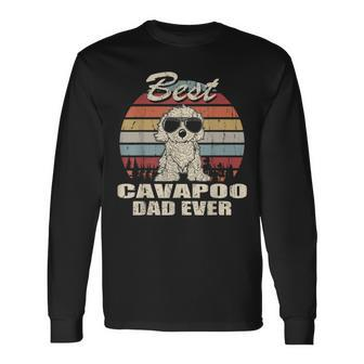 Best Cavapoo Dad Ever Vintage Retro Dog Dad Long Sleeve T-Shirt - Seseable