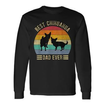 Best Chihuahua Dad Ever Retro Vintage Dog Lover Long Sleeve T-Shirt - Seseable