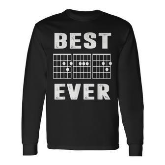Best Dad Ever Music Guitar Musician Fathers Day Long Sleeve T-Shirt - Seseable