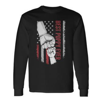 Best Dad Ever Poppy American Flag For Dad Long Sleeve T-Shirt - Seseable