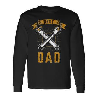 Best Dad Mechanic Ever Wrench Fathers Day Outfit V2 Long Sleeve T-Shirt - Seseable