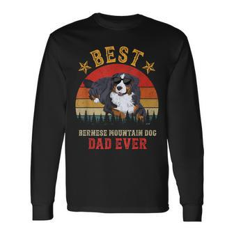 Best Dog Bernese Mountain Dad Ever Men Vintage Berner Dad Long Sleeve T-Shirt - Seseable