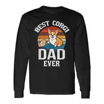 Best Dog Dad Ever Corgi Retro Vintage Long Sleeve T-Shirt - Seseable