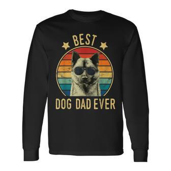 Best Dog Dad Ever Norwegian Elkhound Fathers Day Long Sleeve T-Shirt T-Shirt | Mazezy