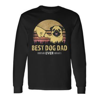Best Dog Dad Ever Pug Retro Proud Vintage Puppy Lover Long Sleeve T-Shirt - Seseable