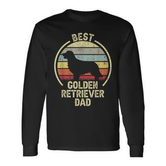 Best Dog Father Dad Vintage Golden Retriever Long Sleeve T-Shirt - Seseable