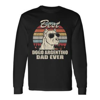 Best Dogo Argentino Dad Ever Vintage Retro Dog Dad Long Sleeve T-Shirt - Seseable