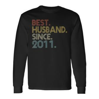 Best Husband Since 2011 Vintage Retro Wedding Anniversary Long Sleeve T-Shirt - Seseable