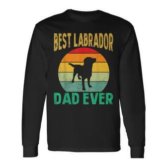 Best Labrador Dad Ever Lab Father Retro Vintage Lab Dad Long Sleeve T-Shirt - Seseable