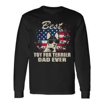 Best Toy Fox Terrier Dad Ever American Flag Vintage Long Sleeve T-Shirt T-Shirt | Mazezy