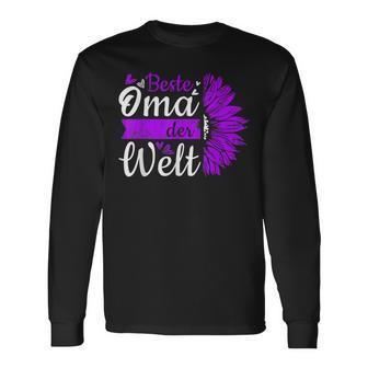 Beste Oma Der Welt Zum Muttertag Lila Blume Langarmshirts - Seseable