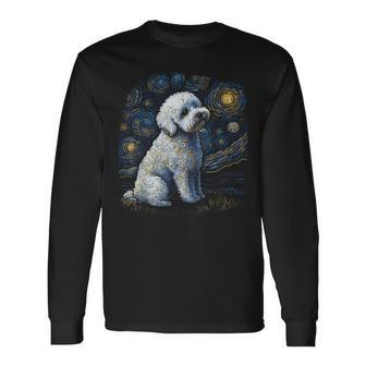 Bichons Frise Dog Starry Night Dogs Lover Graphic Long Sleeve T-Shirt T-Shirt | Mazezy