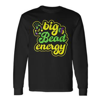 Big Bead Energy Carnival Vintage Mardi Gras Long Sleeve T-Shirt - Thegiftio UK