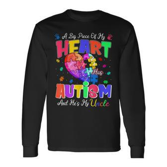 A Big Piece Of My Heart Has Autism And Hes My Uncle Long Sleeve T-Shirt T-Shirt | Mazezy