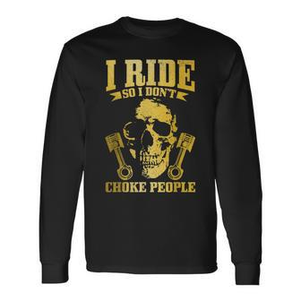 Biker Vintage Skull Motorcycle Biker Long Sleeve T-Shirt - Seseable