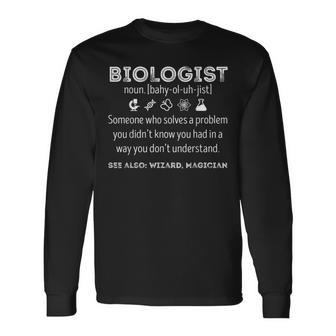 Biologist Definition Funny Biology Science Teacher Men Women Long Sleeve T-shirt Graphic Print Unisex - Seseable