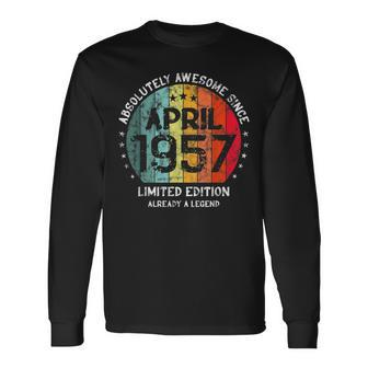 Birthday Absolutely Awesome Since April 1957 Vintage Long Sleeve T-Shirt - Seseable