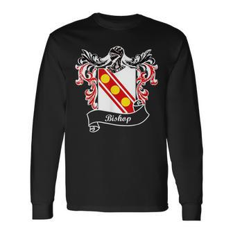 Bishop Coat Of Arms Surname Last Name Crest Long Sleeve T-Shirt - Seseable