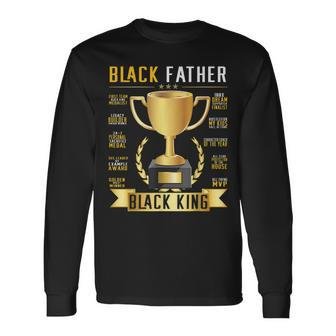 Black Father King Trophy Cup Afro Black Dad Fathers Day Long Sleeve T-Shirt T-Shirt | Mazezy