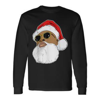Black Hip Hop Santa Claus Novelty African American Santa V2 Men Women Long Sleeve T-shirt Graphic Print Unisex | Seseable UK
