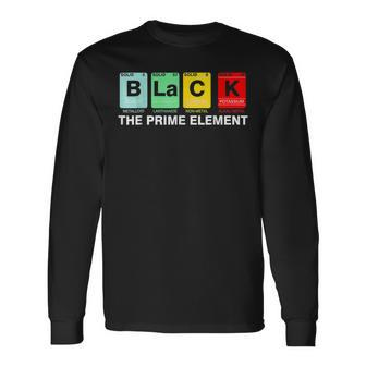Black The Prime Element Black History Month Periodic Table Long Sleeve T-Shirt - Seseable