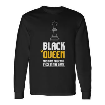 Black Queen Chess Black History Month Afro African Pride Long Sleeve T-Shirt - Seseable
