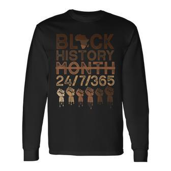 Black History Month 2022 Black History 365 Melanin Pride Men Women Long Sleeve T-Shirt T-shirt Graphic Print - Thegiftio UK