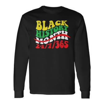 Black History Month African American Pride Groovy Long Sleeve T-Shirt - Seseable