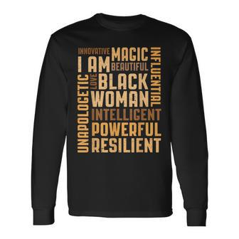 Black Woman Educated Intelligent Resilient Powerful Proud Long Sleeve T-Shirt - Seseable