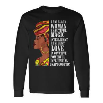 I Am Black Woman Black History Month 2023 African Woman Long Sleeve T-Shirt - Seseable